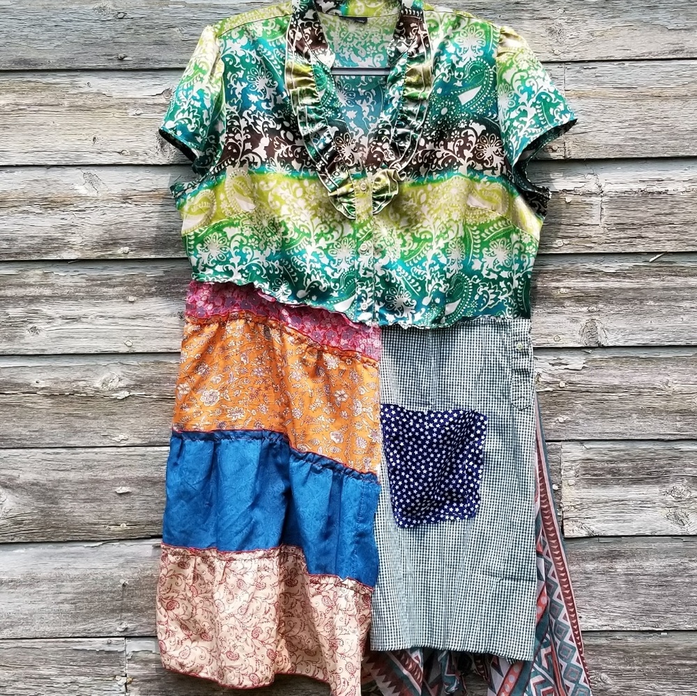 Tunic Floral Print Vneck Trapeze Shirt Dress